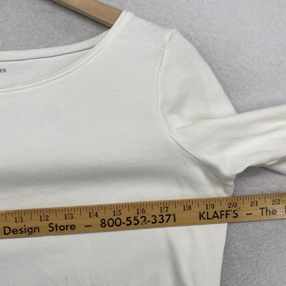 EILEEN FISHER Top M Cotton Interlock Jersey Boat Neck 3/4 Sleeve White - Picture 8 of 12